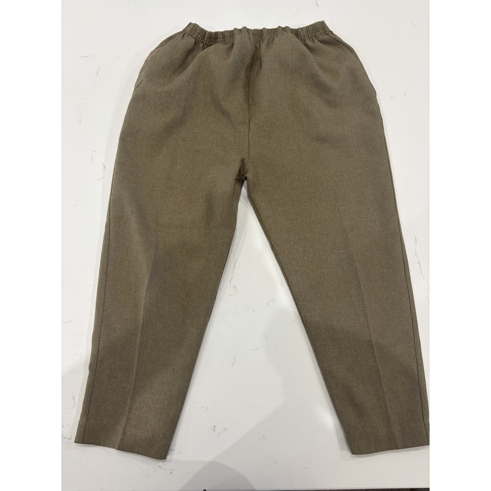 NIKKI Women's Brown Polyester Elastic Waist Tapered Dress Pants Flat Front 29in